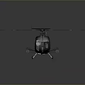 3D Model Of White Helicopter With Black Rotors And Missile On Gray Background