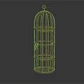 Decorative Metal Birdcage with Hanger Cylindrical Design and Grilled Base for Home Decor