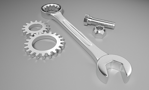 wrench gear screw metal tool 3d model