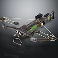 Tactical Crossbow With Metal Components Green Accents String And Sight Attachment 3d model