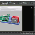 Colorful Industrial Equipment With Green Motor Red Control Box And Blue Base