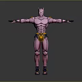 Pink Muscular Humanoid Character 3D Model With Cat Like Head Yellow Belt And Blue Boots