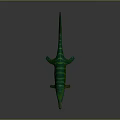 Green Striped Mosasaurus Model With Open Mouth Sharp Teeth And Streamlined Body
