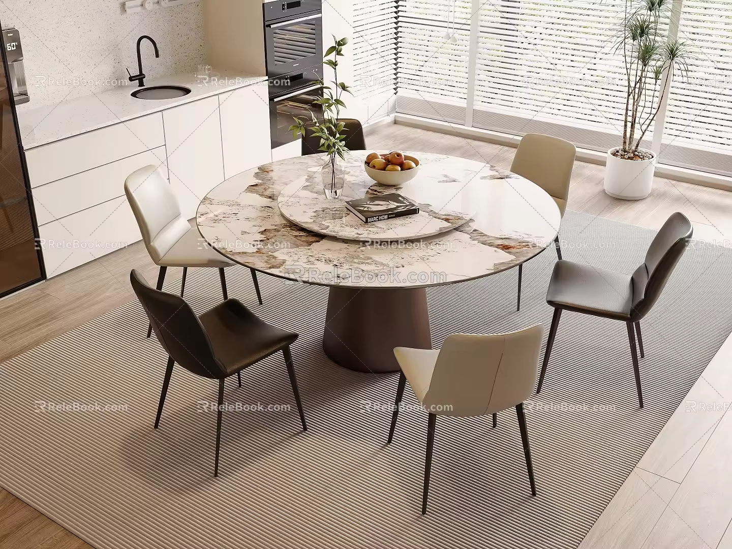 Dining table and chair 3d model