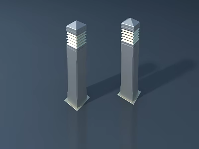 Modern Gray Columnar Outdoor Lights With Illuminated Strips And Sturdy Base 3d model