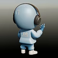 Man in Blue Hoodie Wearing Headphones Waving Hand With Chain Accessory