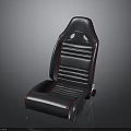 Sporty Black Leather Car Seat With Red Stitching Striped Design And Headrest Holes