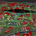Aerial View Urban Planning of Modern Transport Hub with High Rise Buildings and Green Areas