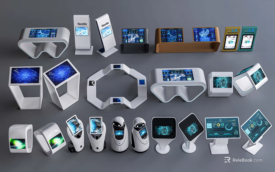 Public Facilities Featuring Various Smart Interactive Devices With Digital Screens And Modern Design 3d model 
