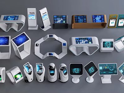 Public Facilities Featuring Various Smart Interactive Devices With Digital Screens And Modern Design 3d model