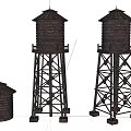 Industrial Equipment Water Towers with Various Sizes Metal Framework and Wooden Design