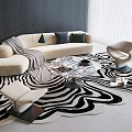 Modern Curved Sofa Coffee Table Combination Sofa Coffee Table Combination Double Sofa Living Room Sofa Single Chair Curved Sofa Side Round Carpet 3d model