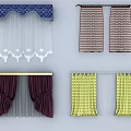 Various Curtain Designs With Different Patterns Colors And Styles For Home Decor 3d model