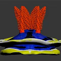 3D Terrain Model With Yellow Border Blue Water And Red Organisms On Black Ground