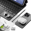 Elegant Office Desk Ornament Combination with Tablet Keyboard Plant and Stationery