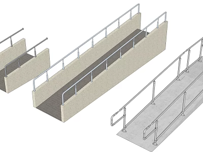 Road Facilities With Concrete Ramps And Metal Railings For Safe Walkways 3d model