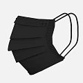 Black Disposable Face Mask With Three Layer Protection And Elastic Ear Loops 3d model
