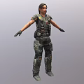 Female Game Character In Tactical Gear With Vest Knee Pads And Outstretched Arms