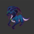 Blue Horned Dragon Mythical Creature Standing With Golden Accents And Smooth Scales
