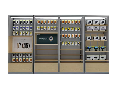 Multi Tiered Modular Display Shelving Units with Organized Product Arrangement 3d model