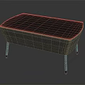 Modern Rattan Side Table With Gray Textured Surface And Slim Metal Legs