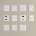 White Switch Panels with Various Sockets and Controls Mounted on Beige Wall