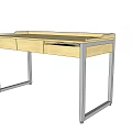 Wooden Office Desk With Metal Legs Cable Hole And Mesh Drawer