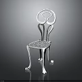 Elegant White Chair Featuring Intricate Cutout Design Curved Backrest And Delicate Legs