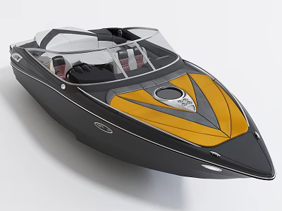 Modern Luxury Yacht With Black And Yellow Exterior Transparent Windshield And Sleek Design 3d model