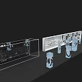 Modern Event Passage With Transparent Display Frames And Information Boards 3d model