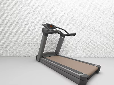 Modern Treadmill Sports Equipment With Digital Display Black Frame And Brown Running Belt For Home Gym Use 3d model