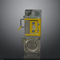 Electronic Electrical Device Yellow And Gray With Control Buttons Display Screen And Ventilation Grille