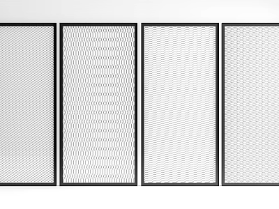 Modern Room Dividers With White Panels Black Frames And Various Textures 3d model