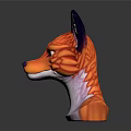 Detailed 3D Fox Character Sculpture With Orange Fur Blue Eyes And Large Ears