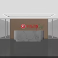 Bright Modern Office Reception Space With Marble Counter And Brand Logo Feature Wall