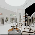 Modern Clothing Store Interior With Glass Facade Mannequins Hanging Clothes And Decorative Plants