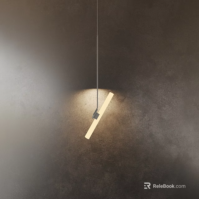Modern Wooden Metal Pendant Light Design For Minimalist Interior With Concrete Wall And Warm Illumination 3d model 