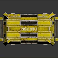 Yellow Futuristic Sci Fi Vehicle with M51 Label Blue Lights and Rusty Metal Texture