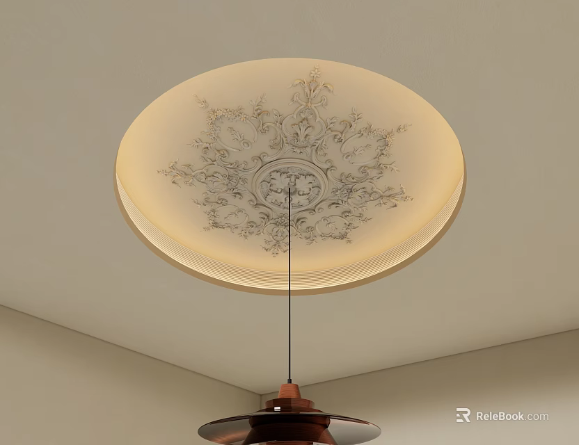 Dome Shaped Chandelier With Intricate Engravings For Ceiling Interior Decor 3d model 