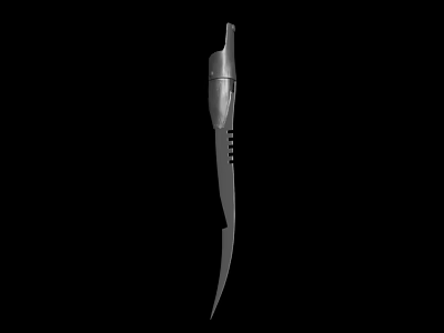Professional Curved Blade Kitchen Knife With Metal Handle And Sharp Edge 3d model