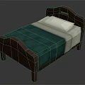 Wooden Bed Frame With Green Bedspread And White Pillow For Bedroom