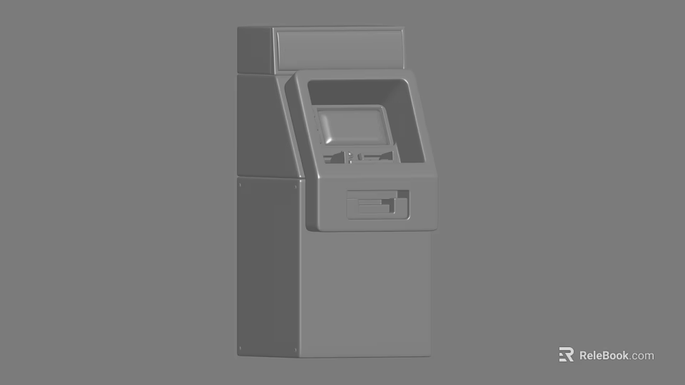 Modern ATM Machine Design With Screen And Cash Dispenser 3d model