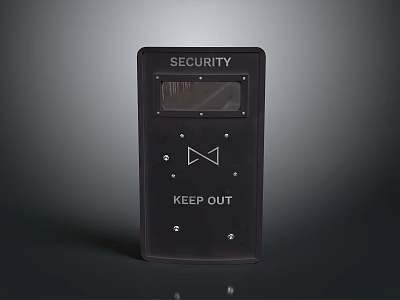 Durable Security Defense Weapon Featuring Keep Out Label and Black Casing 3d model