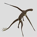 Realistic 3D Model Of Pterosaur With Long Wings Slender Body And Long Tail Flying