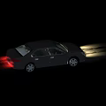 Black Sedan Car Driving At Night With Bright Headlights And Taillights