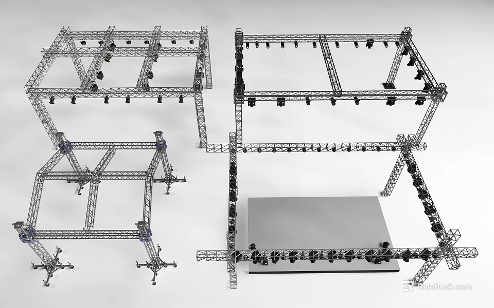Metal Frame Display Shelves With Modular Structure And Adjustable Multi Tier Design 3d model