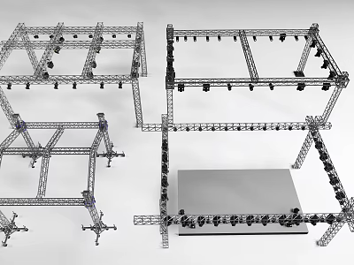 Metal Frame Display Shelves With Modular Structure And Adjustable Multi Tier Design 3d model