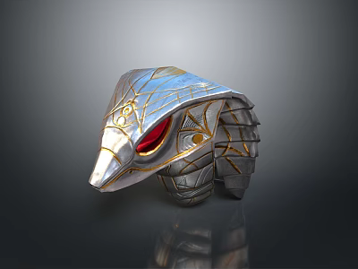Reptile Head 3D Model With Metallic Scales Red Eyes And Intricate Design 3d model