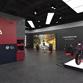 Modern Showroom Interior Design With Red Navy Reception Desk RBP Logo And Display Areas