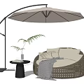 Outdoor Sofa Lazy Sofa Rattan Leisure Sofa 3d model
